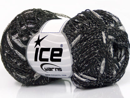 Lot of 8 Skeins ICE SALE SUMMER (50% Cotton) Hand Knitting Yarn Black White