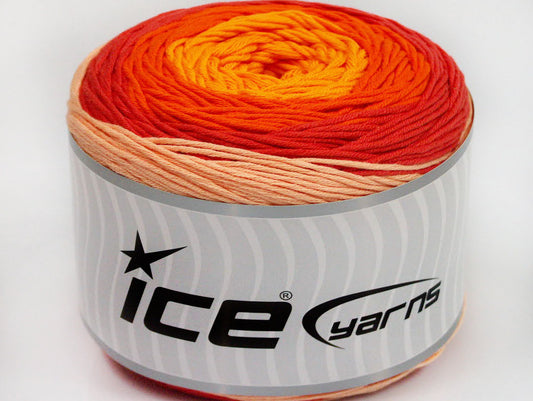 Lot of 2 x 200gr Skeins ICE CAKES BABY SUMMER (50% Cotton) Yarn Light Salmon Salmon Orange Yellow