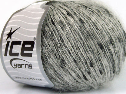Lot of 6 Skeins ICE SALE MOHAIR-WOOL BLEND (35% Kid Mohair) Yarn Grey Black