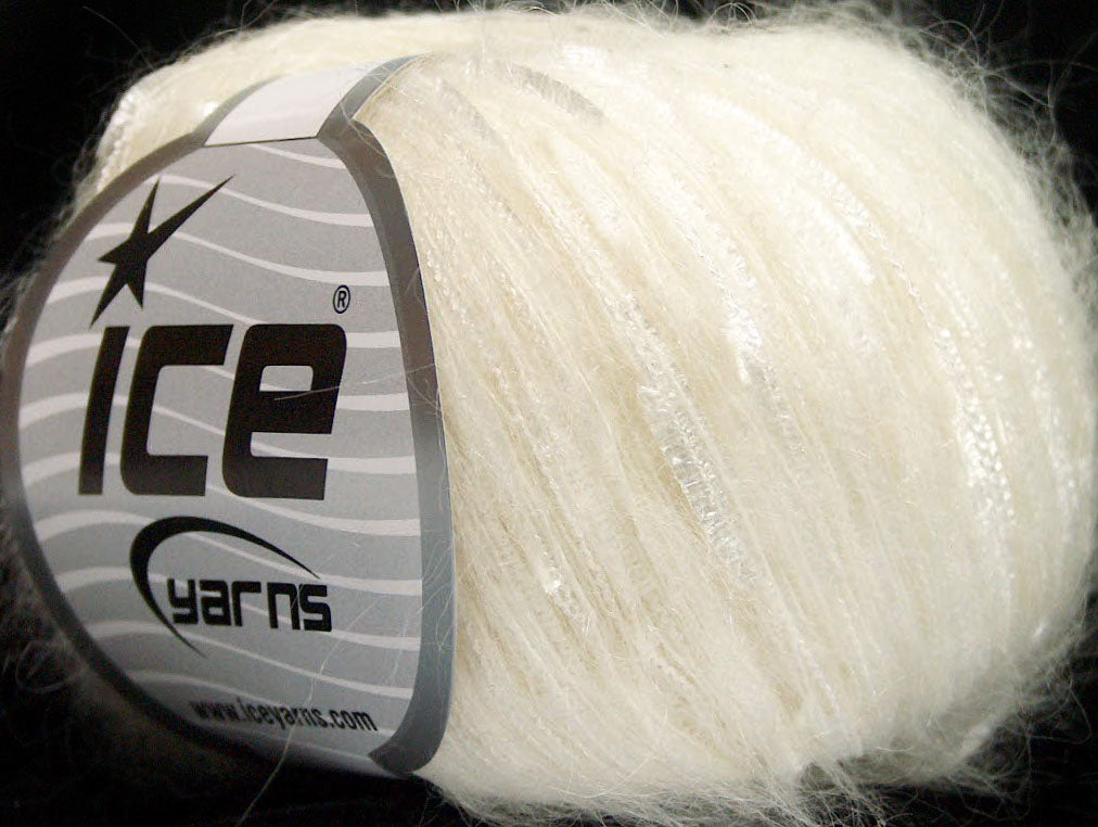 Lot of 8 Skeins ICE SALE MOHAIR-WOOL BLEND (35% Kid Mohair) Yarn Cream