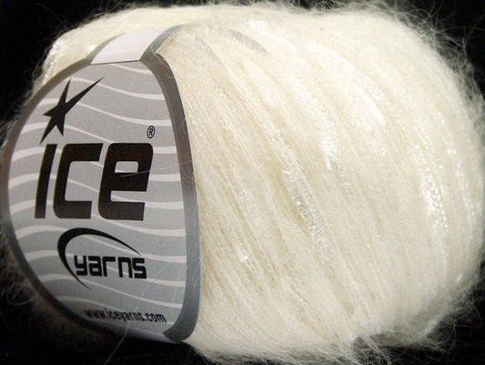 Lot of 8 Skeins ICE SALE MOHAIR-WOOL BLEND (35% Kid Mohair) Yarn Cream