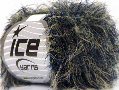 Lot of 8 Skeins ICE SALE EYELASH Hand Knitting Yarn Navy Camel