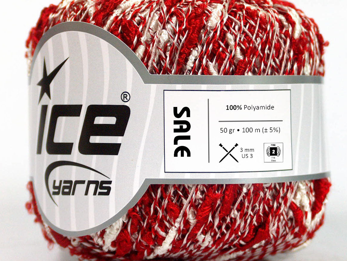 Lot of 6 Skeins Ice Yarns SALE SUMMER Hand Knitting Yarn Red White