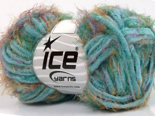 Lot of 8 Skeins ICE SALE EYELASH BLEND Yarn Turquoise Pink Gold Lilac