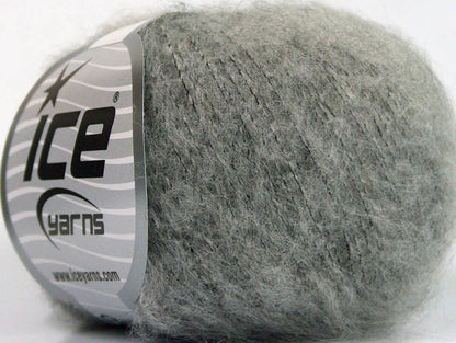 Lot of 10 Skeins ICE KID MOHAIR FINE (30% Kid Mohair) Yarn Grey Melange