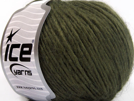 Lot of 8 Skeins ICE WOOL CORD ARAN (50% Wool) Hand Knitting Yarn Khaki