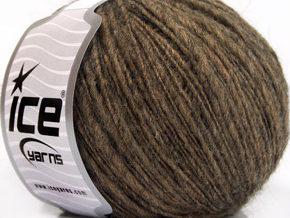 Lot of 8 Skeins ICE FLAMME WOOL LIGHT (40% Wool) Yarn Brown Melange