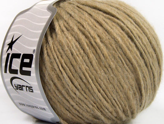 Lot of 8 Skeins Ice Yarns WOOL CORD ARAN (50% Wool) Yarn Light Brown