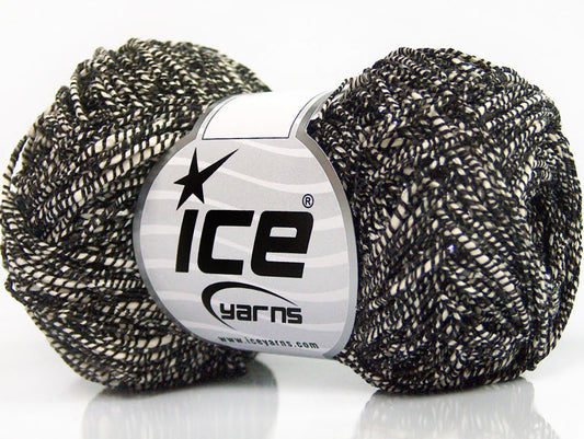 Lot of 8 Skeins Ice Yarns URBAN COTTON LUX (60% Cotton 28% Viscose) Yarn Black White