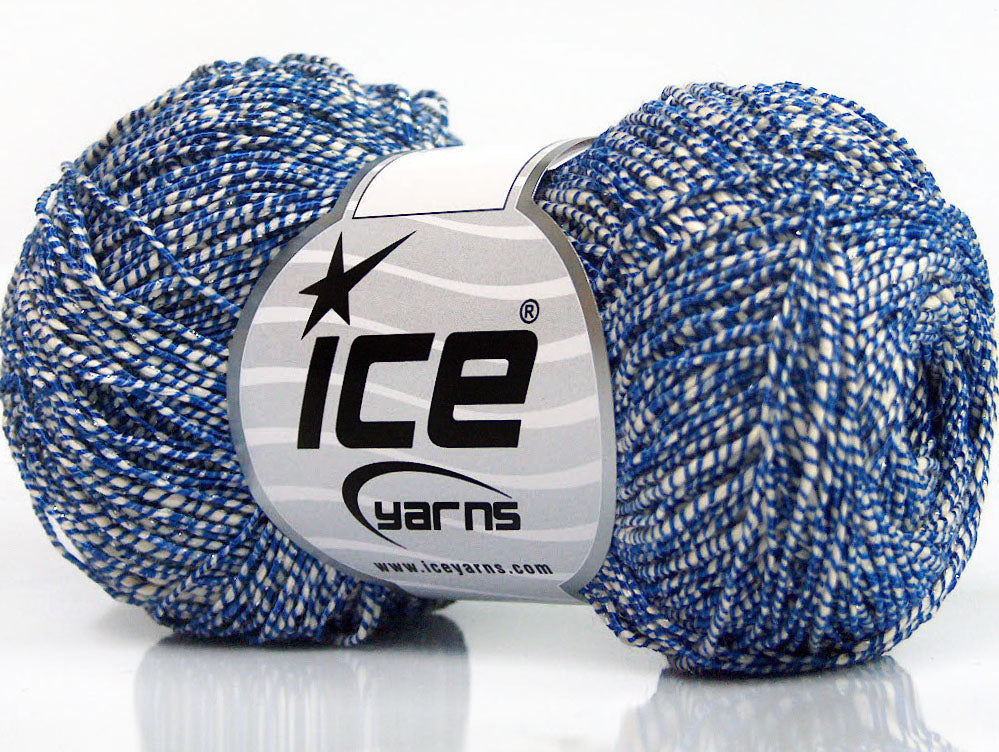 Lot of 8 Skeins Ice Yarns URBAN COTTON LUX (60% Cotton 28% Viscose) Yarn Blue White