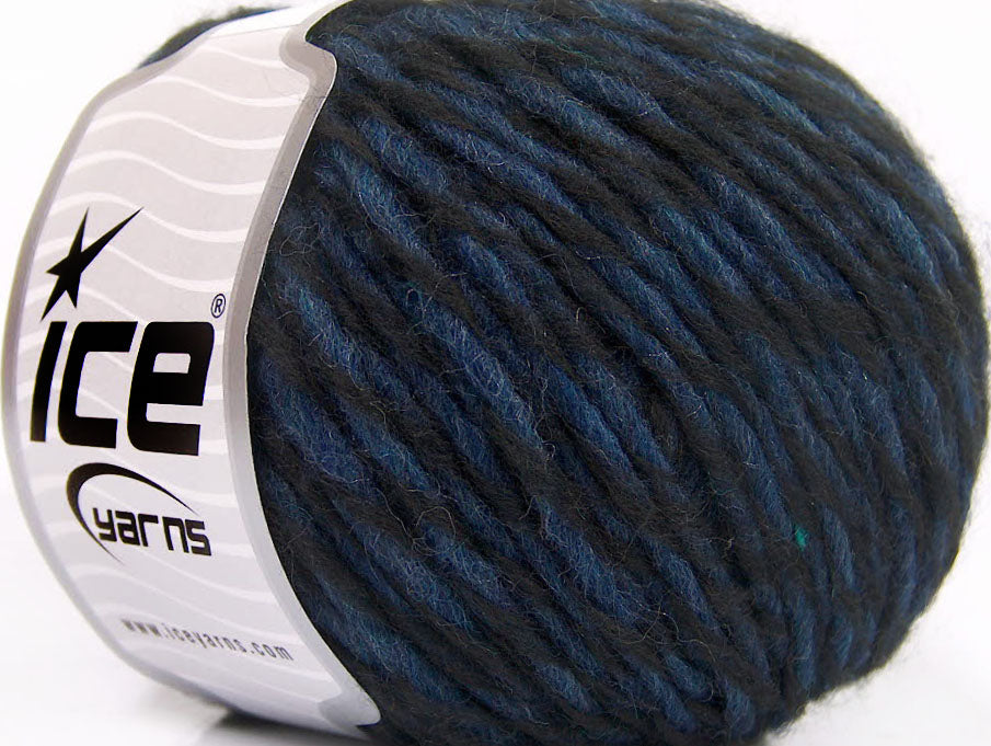 Lot of 8 Skeins ICE PICASSO WOOL (45% Wool) Hand Knitting Yarn Black Dark Blue