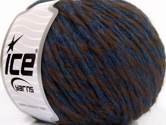 Lot of 8 Skeins ICE PICASSO WOOL (45% Wool) Hand Knitting Yarn Brown Dark Blue
