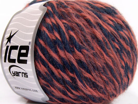 Lot of 8 Skeins Ice Yarns PICASSO WOOL (45% Wool) Yarn Salmon Navy