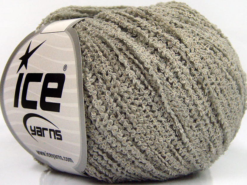 Lot of 8 Skeins Ice Yarns COTTON BOUCLE FINE (100% Cotton) Yarn Light Grey