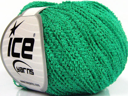 Lot of 8 Skeins Ice Yarns COTTON BOUCLE FINE (100% Cotton) Yarn Green