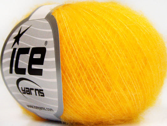 Lot of 10 Skeins Ice Yarns SUPERKID MOHAIR COMFORT (41% SuperKid Mohair 5% Merino Wool) Yarn Yellow
