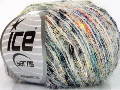 Lot of 8 Skeins ICE SALE EYELASH BLEND Yarn White Turquoise Lilac Green