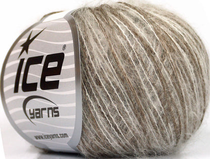 Lot of 10 Skeins ICE PACE KID MOHAIR (30% Kid Mohair 30% Wool) Yarn Camel White