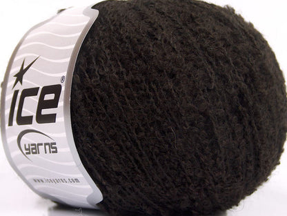 Lot of 8 Skeins Ice Yarns ALPACA BOUCLE FINE (25% Alpaca 25% Wool) Yarn Dark Brown
