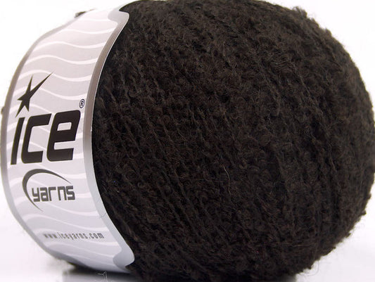 Lot of 8 Skeins Ice Yarns ALPACA BOUCLE FINE (25% Alpaca 25% Wool) Yarn Dark Brown
