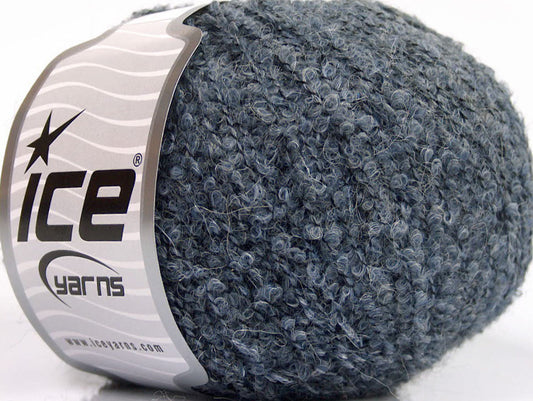 Lot of 8 Skeins Ice Yarns ALPACA BOUCLE FINE (25% Alpaca 25% Wool) Yarn Jeans Blue
