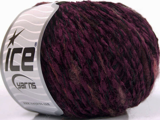 Lot of 8 Skeins Ice Yarns CHENILLE WOOL FLAMME (15% Wool) Yarn Purple Black Red