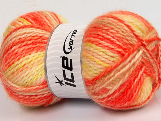 Lot of 2 x 150gr Skeins Ice Yarns SuperBulky ALPINE ANGORA COLOR (30% Angora) Yarn Orange Yellow
