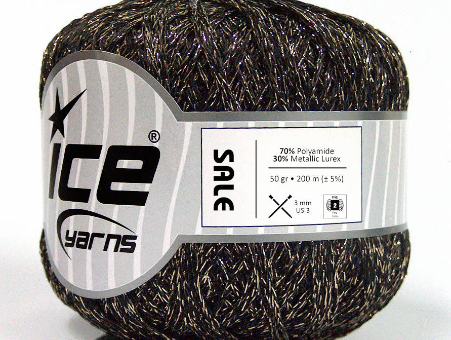Lot of 6 Skeins Ice Yarns SALE METALLIC Hand Knitting Yarn Black Gold