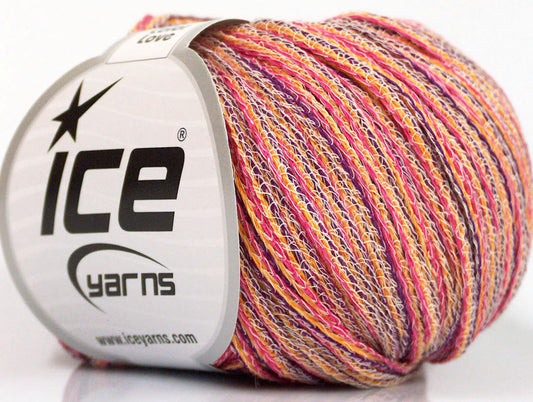 Lot of 8 Skeins ICE COLOR LOVE (100% Cotton) Yarn Purple Pink Gold