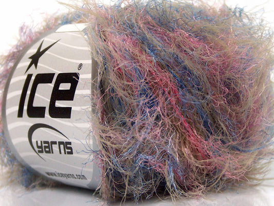 Lot of 8 Skeins Ice Yarns SALE EYELASH Hand Knitting Yarn Blue Pink