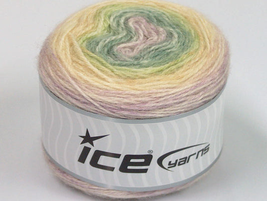 Lot of 3 x 100gr Skeins ICE CAKES ALPACA (25% Alpaca 25% Wool) Yarn Cream Gold Green Lilac