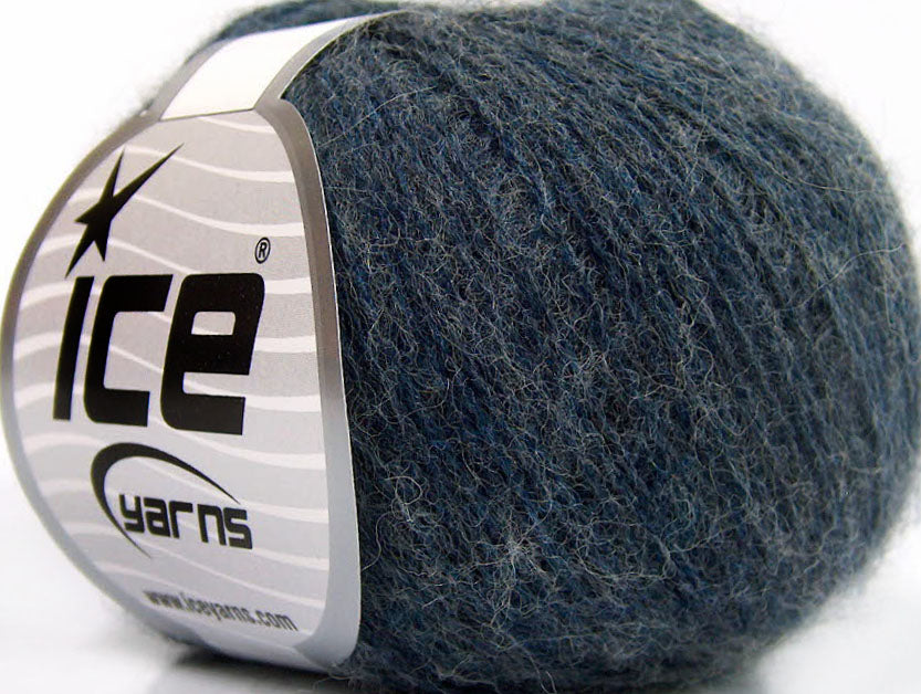 Lot of 8 Skeins ICE WOOL FINE (50% Wool) Hand Knitting Yarn Dark Jeans Blue