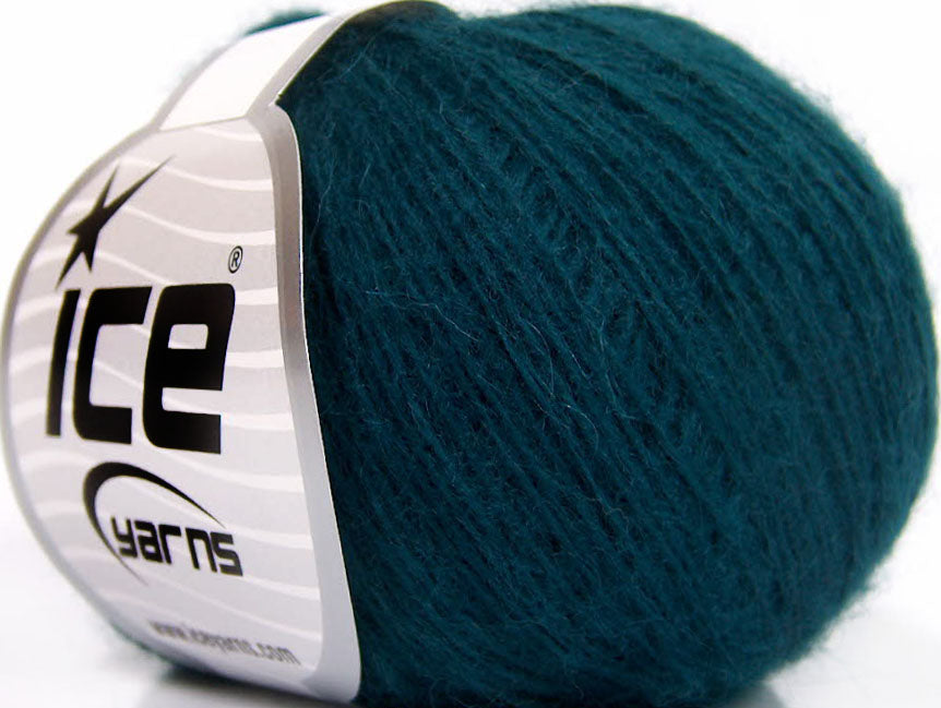 Lot of 8 Skeins ICE MOHAIR FINE (30% Mohair 20% Wool) Hand Knitting Yarn Teal