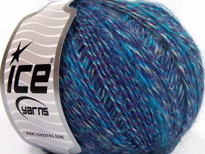 Lot of 8 Skeins ICE SALE WINTER (50% Wool) Yarn Purple Turquoise Light Grey