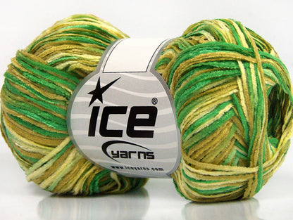 Lot of 8 Skeins Ice Yarns THIN CHENILLE Hand Knitting Yarn Green Shades