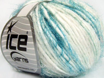 Lot of 8 Skeins ICE BUNNY SOFT Hand Knitting Yarn Turquoise White