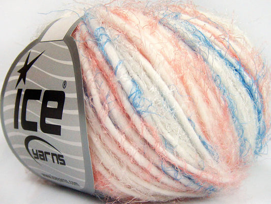 Lot of 8 Skeins Ice Yarns BUNNY SOFT Hand Knitting Yarn Salmon Blue White
