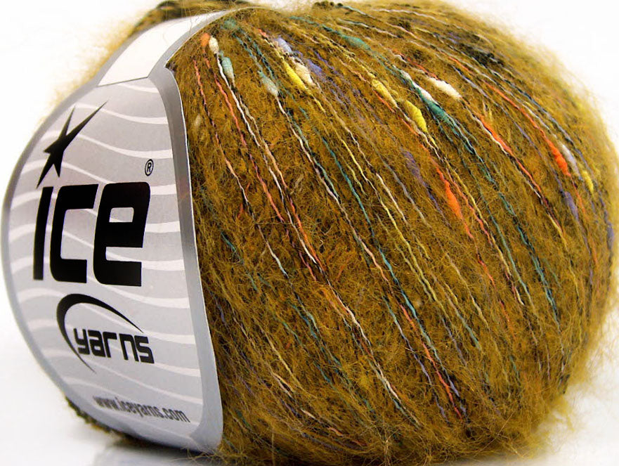 Lot of 8 Skeins ICE MOHAIR SHRIMP (25% Mohair) Hand Knitting Yarn Olive Green