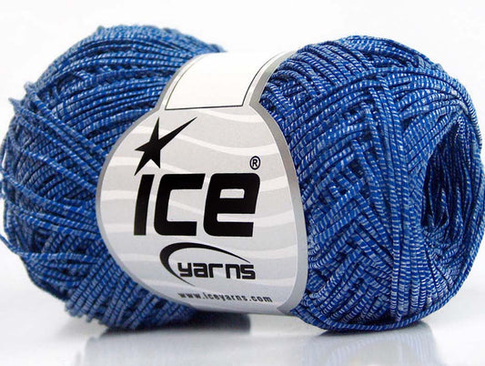 Lot of 8 Skeins Ice Yarns URBAN COTTON LUX (60% Cotton 28% Viscose) Yarn Blue