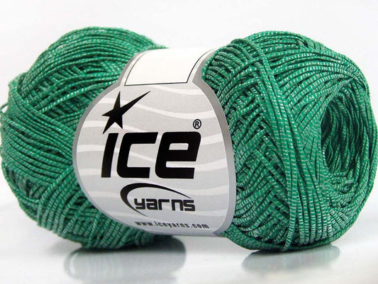 Lot of 8 Skeins Ice Yarns URBAN COTTON LUX (60% Cotton 28% Viscose) Yarn Emerald Green