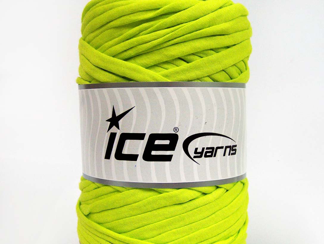 250 gr ICE YARNS UPCYCLED FABRIC 250 (95% Cotton 5% Elastan) Yarn Neon Green
