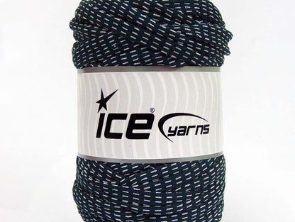 250 gr ICE YARNS UPCYCLED FABRIC 250 (95% Cotton 5% Elastan) Yarn Dark Teal White