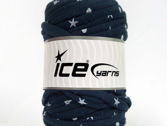 250 gr ICE YARNS UPCYCLED FABRIC 250 (95% Cotton 5% Elastan) Yarn Navy White