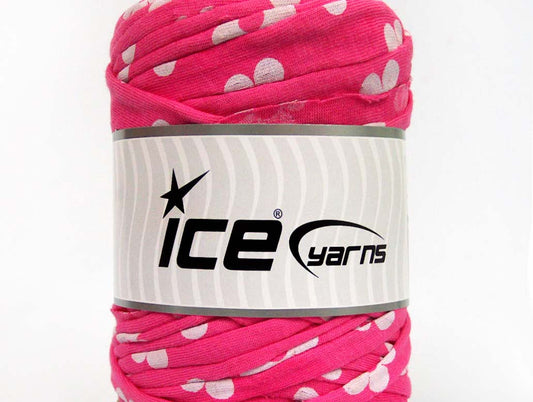 250 gr ICE YARNS UPCYCLED FABRIC 250 (95% Cotton 5% Elastan) Yarn Pink White