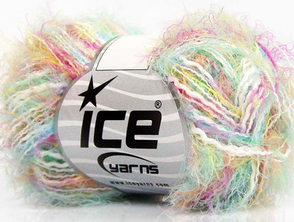 Lot of 8 Skeins ICE SALE EYELASH BLEND Yarn White Mint Green Pink