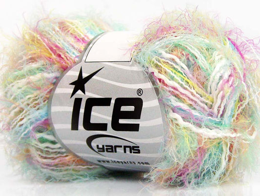 Lot of 8 Skeins ICE SALE EYELASH BLEND Yarn White Mint Green Pink