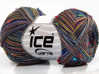 Lot of 8 Skeins Ice Yarns SALE MOHAIR-WOOL BLEND (30% Wool) Yarn Dark Grey Blue Cream