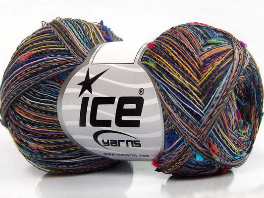 Lot of 8 Skeins Ice Yarns SALE MOHAIR-WOOL BLEND (30% Wool) Yarn Dark Grey Blue Cream