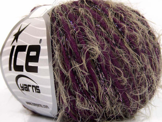 Lot of 8 Skeins Ice Yarns SALE EYELASH BLEND (30% Wool) Yarn Purple Camel Black