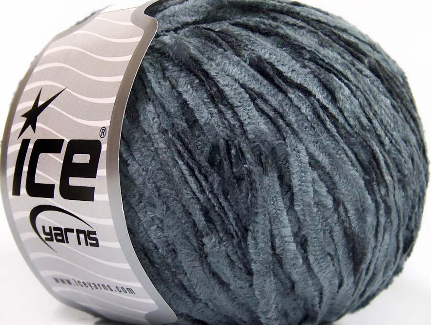 Lot of 8 Skeins Ice Yarns CHENILLE LIGHT (100% Microfiber) Yarn Grey